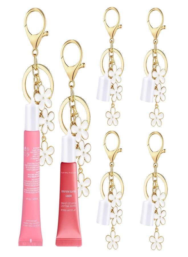 LUHOHI 4PCS Lip Balm Cap Keychain With Flower Charms for Summer Fridays, Lip Gloss Holder Keychains Kit for Summerfridays 0.5oz Portable Purse Accessories （No Lip Balm） - Image 1